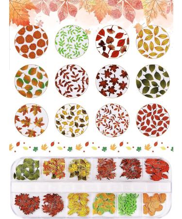 Kalolary Maple Leaves Nail Art Sequins - 3D Fall Stickers & Glitter Flakes for Autumn Nail Decor - Buy Online on GoSupps.com