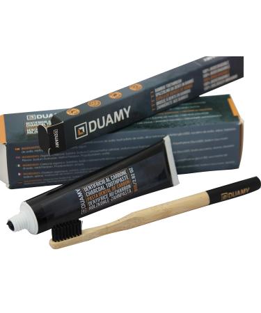 Duamy - toothpaste with activated carbon for lightening of course + 1 bamboo toothbrush not grinding for white teeth activated carbon for white teeth - whitening toothpaste 80G