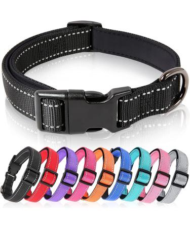 Heele dog collar soft padded neoprene nylon dog collar for small medium-sized dogs and puppies adjustable and reflective collar dog for training black XS XS: Langing 20-30 cm (1 Pack)