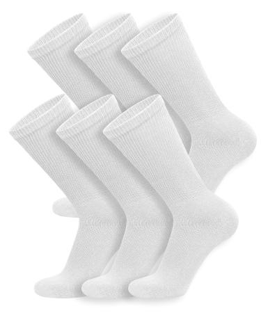 6 Pairs of Cotton Diabetic Neuropathy Crew Socks (10-13, Fits Mens Shoe Size 9-12, White) White - 6 Pairs 10-13 - Buy Online on GoSupps.com