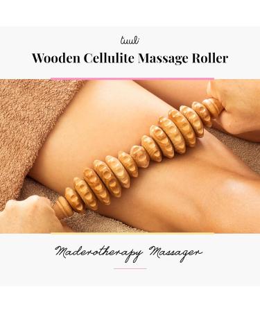 Tuuli Accessories Anti-Cellulite Massage Roller - Wooden Maderotherapy Massager with Handle | 40 cm - Improve Skin Texture & Reduce Cellulite - Buy Online on GoSupps.com