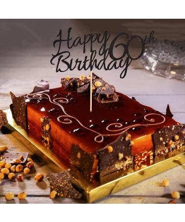 Arthsdite 1 Pc Happy 60th Birthday Cake Topper 60 Cake Topper Happy 60 Birthday Cake Decoration for 60th Cheers to 60 Birthday Party Decoration Supplies - Black Glitter Black 60 - Buy Online on GoSupps.com