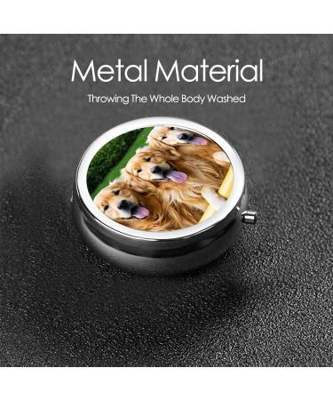 Golden Retriever Puppy Mini Round Pill Box | 3 Compartment Travel Pill Organizer | Portable Medicine Case for Home & Office - Buy Online on GoSupps.com