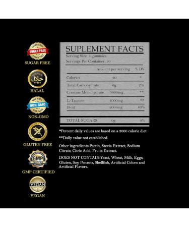 Creatine Monohydrate Gummies - Sugar Free Vegan Creatine Chews for Muscle Growth | Preworkout Creatine for Men & Women - Buy Online on GoSupps.com