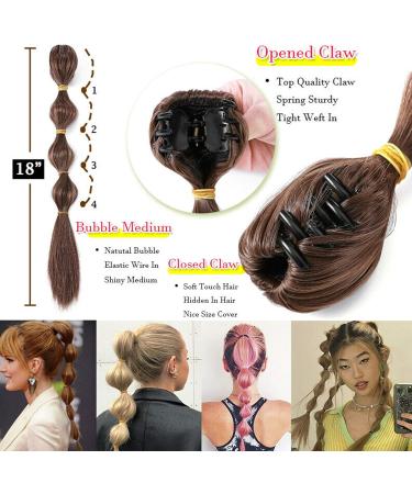 Lantern Bubble Fishtail Braids Cute Ponytail Extensions Natural Fluffy Synthetic Jaw Claw Clip on Pony Tail Hairpiece Fake Hair Extension 18 inch Ash Blonde mix Bleach Blonde - Buy Online on GoSupps.com
