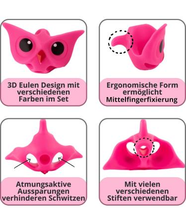 Riyeotree 3x Pen Owner - Ergonomic Writing Aid for Kids | Perfect Pencil Support for Left & Right-Handed Children in Pink Orange & Purple - Buy Online on GoSupps.com
