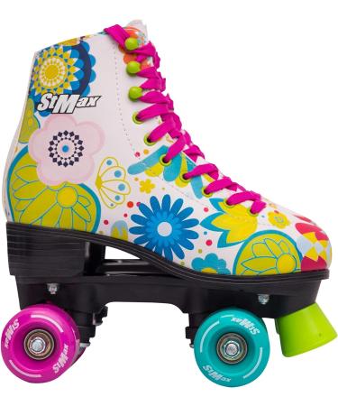 STMAX Roller Skates Women and Girls Classic Derby Quad Skate - Floral Design - Size 7 Women / 5.5 Youth - Buy Online on GoSupps.com