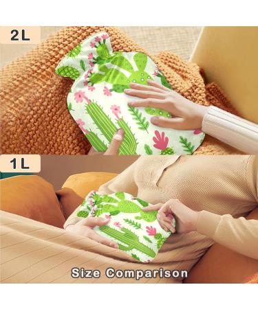 NAANLE 2L Cartoon Cactus Hot Water Bottle - Pain Relief for Menstrual Cramps Hand & Foot Heat Therapy | Transparent Design - Buy Online on GoSupps.com