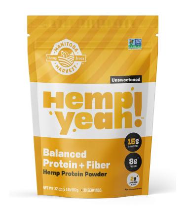 Manitoba Harvest Hemp Yeah! Organic Balanced Protein + Fiber Powder, Unsweetened, Keto Friendly, Preservative Free, Non GMO, 32 Ounce (Pack of 1) 2 Pound (Pack of 1)