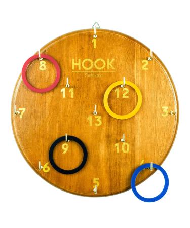 Funliktod Wooden Wall Hanging Ring Toss Game for Adults & Kids - Wall Game for Indoor & Outdoor Family Fun Light Brown