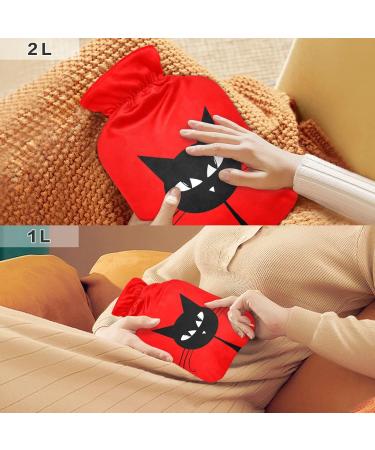 Soft Cat Hot Water Bottle with Cover - Warm Up Your Bed & Relieve Neck & Shoulder Pain | 2L Red Background - Buy Online on GoSupps.com