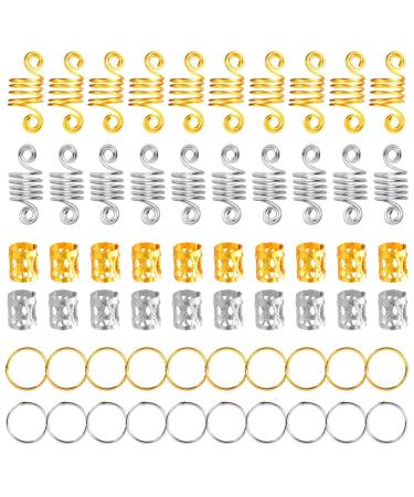 Hair Rings Braid Rings Aluminum Hair Clips Dread Locks for Hair Set Hair Clip Braids Accessories 60 Pieces