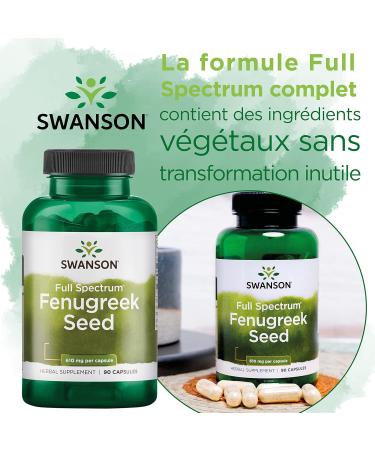 Swanson Full Spectrum Fenugreek Seed 610mg 90 Capsules High Dosed Lab Tested Soy Free Gluten Free Non-GMO - Buy Online on GoSupps.com