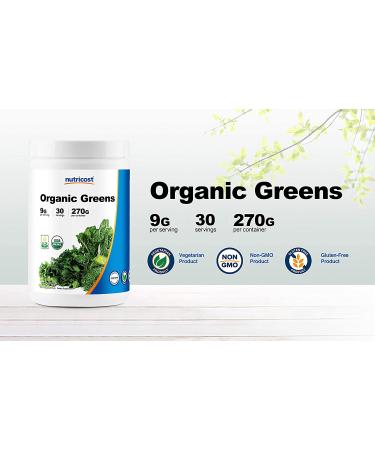 Nutricost Organic Greens Powder 30 Servings - Certified USDA Organic Superfood Powder - Buy Online on GoSupps.com