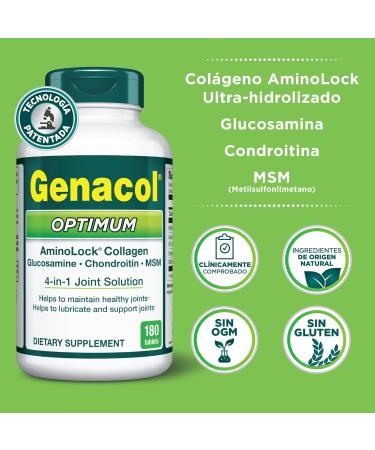 Genacol Optimum Glucosamine Chondroitin MSM & Ultra-Hydrolyzed Collagen Joint Support Tablets 180 Count (60-Day Supply) 180 Count (Pack of 1) - Buy Online on GoSupps.com