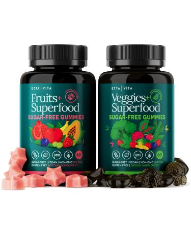 Everyday Debloat & Detox Sugar-Free Fruits and Veggies Gummies - Energy Support with Superfood Fruit and VegetableSupplement (120 Chews) Cruelty-Free Vegan Gluten-Free Fruit and Vegetable Vitamin