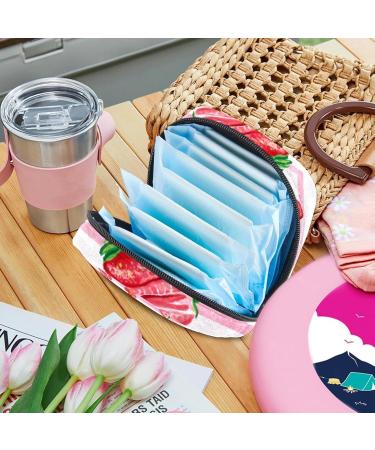 Stylish Pink Storage Bags for Women's Bandages Tampons & Panty Liners - Large Zippered Striped Design - Buy Online on GoSupps.com