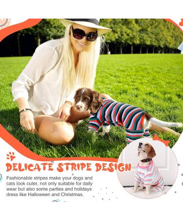 6-Piece Classic Striped Dog Pajama Set | Stretchable & Colorful | Soft Cotton Knitted Jumpsuit for Small Dogs & Cats | Warm & Lightweight Pet Clothes (Medium) - Buy Online on GoSupps.com
