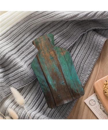 Hot Water Bottle with Lid - Blue Wooden Plank Rubber Bag for Pain Relief Cramps & Foot Warmer | Hot & Cold Therapy - Buy Online on GoSupps.com