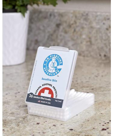 Dr. Piercing Aftercare Sensitive Skin Swabs - Natural Saline-Based Solution for Piercing Wounds - 36 Swabs with Storage Case - Buy Online on GoSupps.com