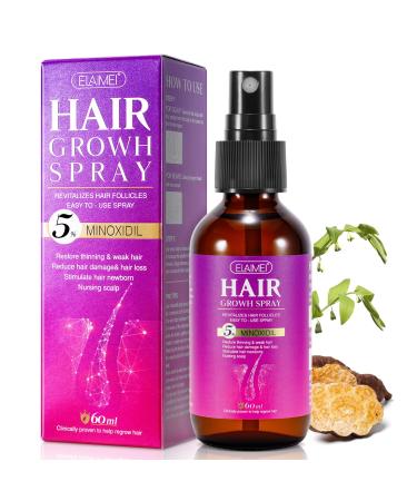 5% Minoxidil Hair Growth Spray - For Longer  Thicker  Fuller Hair  Professional Treatment for Hair Loss and Hair Regrowth  Hair Regrowth Treatment Serum Minoxidil for Men and Women - 60Ml 1 Month supply