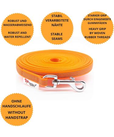 Twinkys Dog Style 15mm Wide Tow Leash - Durable 25m for Dogs Up to 50kg - Rubberized No Hand Loop Made in Germany - Orange - Buy Online on GoSupps.com
