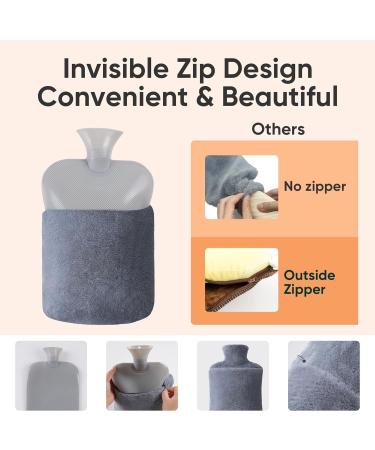 Fashy Faux Fur Covered 3L Extra Large Grey Plush Hot Water Bottle Set with Hand Pocket and Zipper - Perfect Gift for Warmth and Comfort for Women, Men, and Children - Buy Online on GoSupps.com