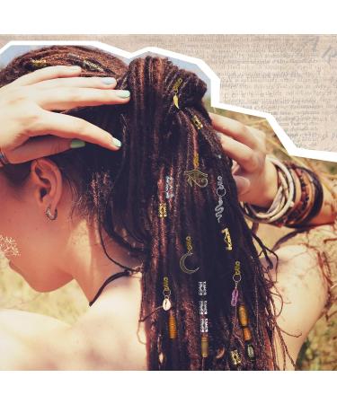 Yaomiao 150 Pieces Hair Jewelry Dreadlocks Crystal Wire Wrapped Loc Adornment Assorted Imitation Wood Beads Braid Accessories for Braids Hair Cuffs Decorations for Women Girl(Classic Style) - Buy Online on GoSupps.com