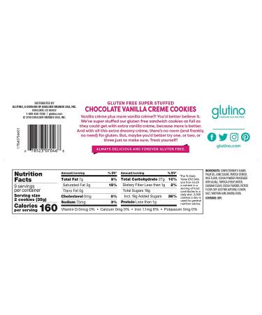Glutino Gluten Free Chocolate Vanilla Creme Cookies - 10.5 oz | Delicious Treats - Buy Online on GoSupps.com