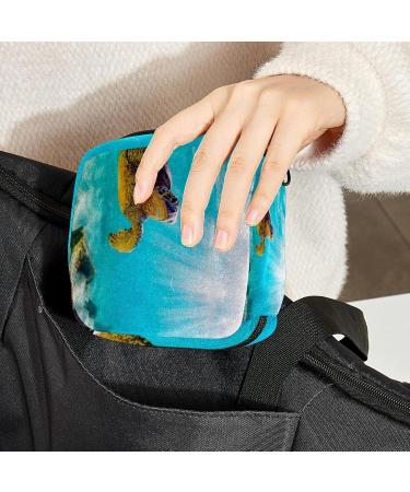 Womens Napkin Storage Bag - Hawaiian Green Sea Turtle Design | Portable Menstrual Cup & Bandages Organizer - Buy Online on GoSupps.com