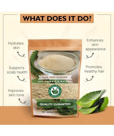 Aloe Vera Powder | Aloe barbadensis | Hair Care, Skin Care, and Natural Remedies - 100% Pure, Chemical-Free, No Additives, (250Gm) 8.8 Ounce (Pack of 1) - Buy Online on GoSupps.com