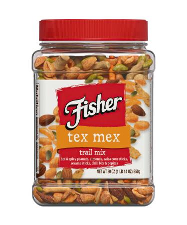Fisher Snack Tex Mex Trail Mix, 30 Ounces, Hot and Spicy Peanuts, Almonds, Salsa Corn Sticks, Sesame Sticks, Chili Bits, Pepitas Tex Mex 30 Ounce