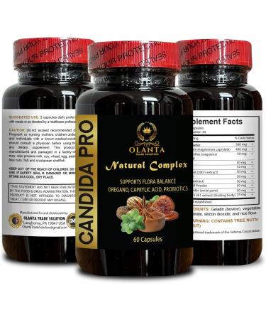 OLANTA TRADE SOLUTION Candida PRO Complex - Candida Cleanse Digestive aid Stomach Health Supplement to Aid Balanced Gut Oregano Leaf Powder Caprylic Acid - 1 Bottle - Buy Online on GoSupps.com