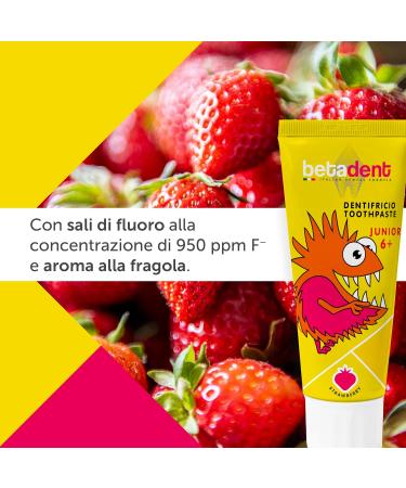  BETADENT Betadent Junior 6+ toothpaste kit for children aged 6 and up. Natural formulation anti-plaque and anti-caries. Balanced dose of fluorine salts at a concentration of 950 ppm F. 4x75 ml - Buy Online on GoSupps.com