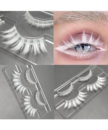 White False Eyelashes for Cosplay & Halloween | Reusable Anime Makeup Extensions - 2 Pairs (Upper & Bottom - Buy Online on GoSupps.com