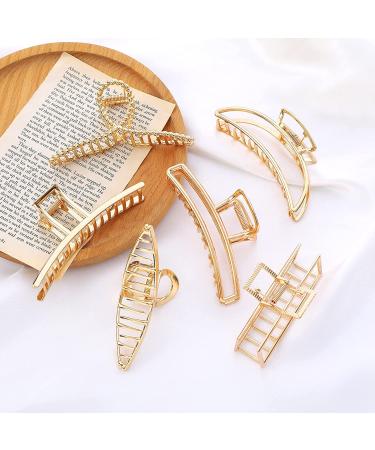 Luvadeyo 6-Piece Claw Clips Set - Slipproof Metal Golden Hair Clips for Thick & Thin Hair - Strong Hold Hairpins for Women & Girls - Buy Online on GoSupps.com