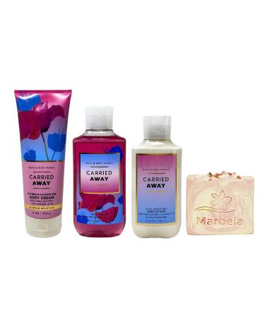 Bath & Body Works Carried Away 3 Piece Bundle - Body Cream - Body Wash - Body Lotion - with a Himalayan Salts Springs Bar Soap - Full Size