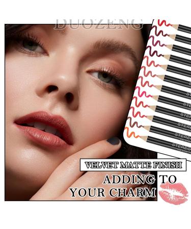 12 Colors Matte Lip Liner Set - Long Lasting Waterproof Velvet Lip Pencils for Professional Use | Non-Marking Nude Lip Liner - Buy Online on GoSupps.com