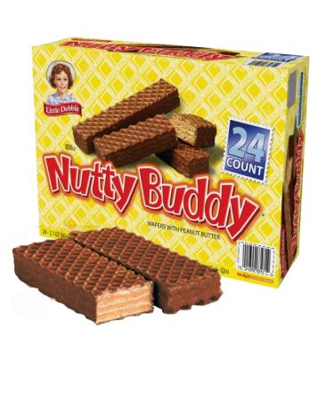 Nutty-Buddy Peanut Butter Wafer Snack Bars 24 Twin-Wrapped Packs (2 oz Each) Custom Bundled for Convenience by MOOCHI