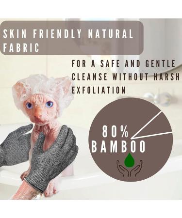 Exfoliating Charcoal Bamboo Bath Gloves for Sphynx Hairless Cats | International Shipping - Buy Online on GoSupps.com
