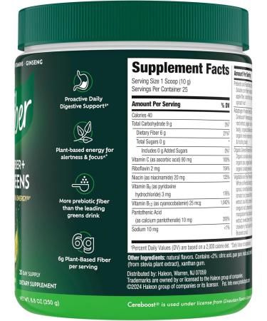 Benefiber Prebiotic Fiber + Supergreens Dietary Supplement Powder Watermelon Lemonade Flavor 8.8 oz (250g) - Buy Online on GoSupps.com