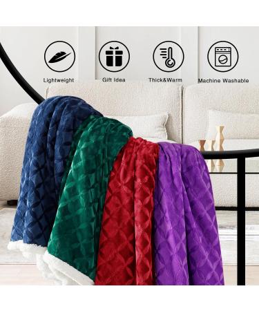 Sherpa Throw Blanket - Cozy & Soft Reversible Fuzzy Blanket for Couch, Bed, Sofa - Purple 50x60 - Buy Online on GoSupps.com