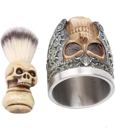 KUIKUI Beard Shaving Set - Stylish Skull Design Stainless Steel Bowl & Comfortable PP Handle Brush for a Perfect Shave | International Shipping Available - Buy Online on GoSupps.com