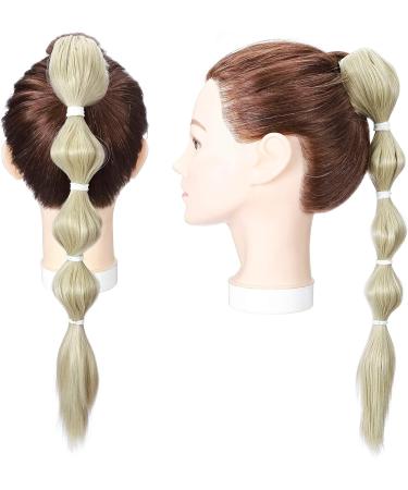 Lantern Bubble Fishtail Braids Cute Ponytail Extensions Natural Fluffy Synthetic Jaw Claw Clip on Pony Tail Hairpiece Fake Hair Extension 18 inch Ash Blonde mix Bleach Blonde - Buy Online on GoSupps.com