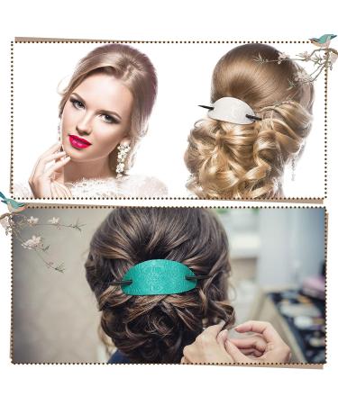 Vivid Style 10 Leather Hair Clip with Stick - Oval Shape Hair Barrette for Women and Girls - Buy Online on GoSupps.com