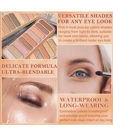Nude Eyeshadow Palette - 9 Ultra-Blendable Matte & Shimmer Shades | Waterproof Long-Lasting Makeup with Brushes | Perfect for Women & Girls - Buy Online on GoSupps.com