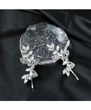 Rhinestone Leaf Bridal Hair Clips - 2 Piece Set for Brides & Bridesmaids - Buy Online on GoSupps.com