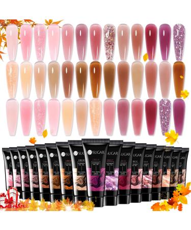 UR SUGAR 20 Colours Poly Extension Gel Nail Polish Set Autumn Gel Nail Polish Extension Gel Builder Jelly Nude Pink Extension Gel Nail Polish Diy Manicure Kit for Women Jelly Pink-20 Colors - Buy Online on GoSupps.com