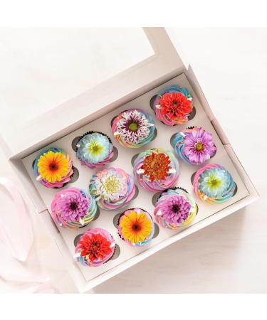 24 x Precut Dahlia Flower Edible Wafer Paper 2D Floral Cupcake Topper Decoration For Cakes - Buy Online on GoSupps.com