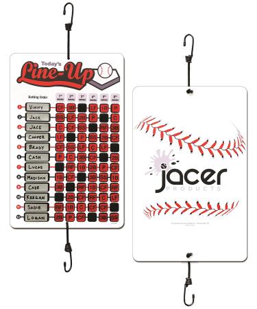 Jacer Products Line Up Board for Baseball Softball | Athlete Tough Aluminum Board | Reliable Hook and Loop Positions That Won't Get Lost | Includes Twelve Name Plates for All Players on The Team